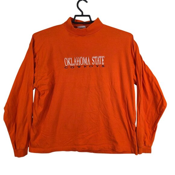 Mens Red Oak Orange Shirt Oklahoma State Cowboys Long Sleeve Mock Neck Size XXL - Picture 1 of 8